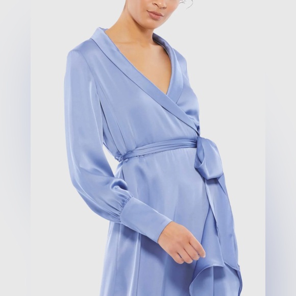 MAC DUGGAL Long Sleeve Faux Wrap Midi Dress - Picture 2 of 5